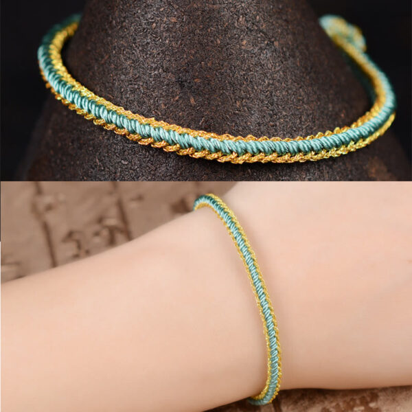 Buddha Stones Two-Color Rope Handcrafted Eight Thread Peace Knot Bracelet - 图片 8