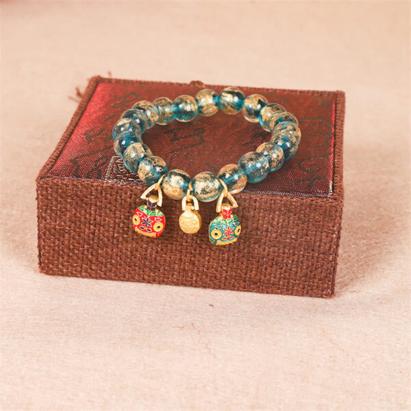 Tibetan Gold Swallowing Beast Family Dorje Vajra Strength Bead Bracelet - 图片 2