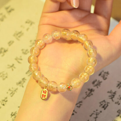 Tibetan Incense Ash Liuli Glass Bead Lucky Fortune Fu Character Charm Bracelet - 图片 7