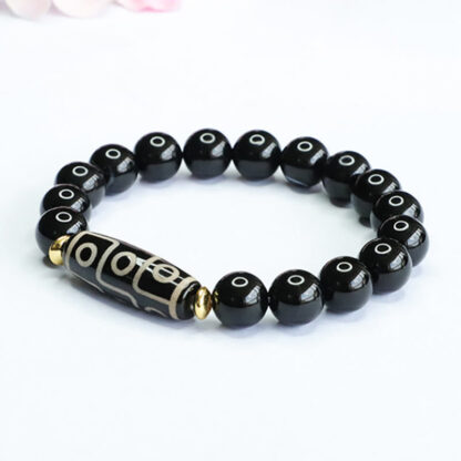 Tibetan Nine-Eye Dzi Bead Black Onyx Power Bracelet - 图片 5
