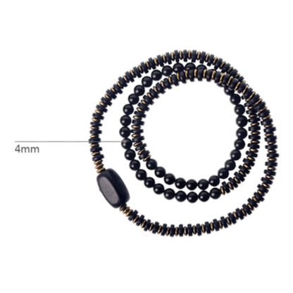 Buddha Stones Rainbow Obsidian Ebony Wood Copper Healing Triple Wrap Bracelet - 图片 16