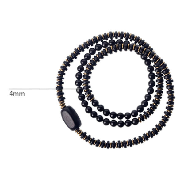 Buddha Stones Rainbow Obsidian Ebony Wood Copper Healing Triple Wrap Bracelet - 图片 16
