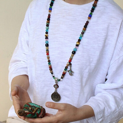 Buddha Stones Tibet 108 Mala Beads Nine Palaces Bagua Bodhi Seed Yak Bone Vajra Harmony Bracelet - 图片 3