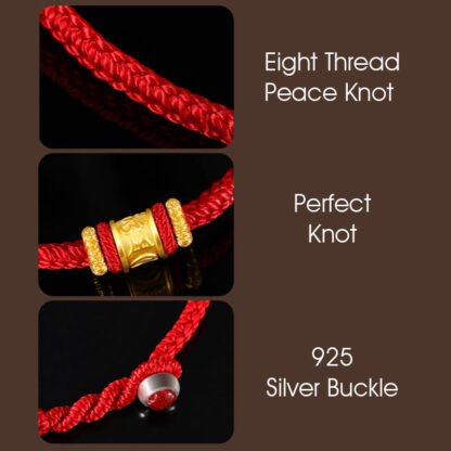 Tibet 999 Gold Om Mani Padme Hum Engraved Protection Lucky Bead Bracelet - 图片 7