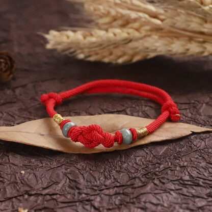 Buddha Stones Red String Jade Luck Fortune Knot Braided String Bracelet - 图片 7