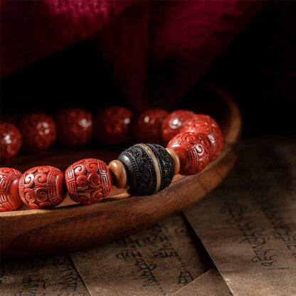 Buddha Stones Natural Cinnabar Ebony Calm Blessing Bracelet - 图片 9